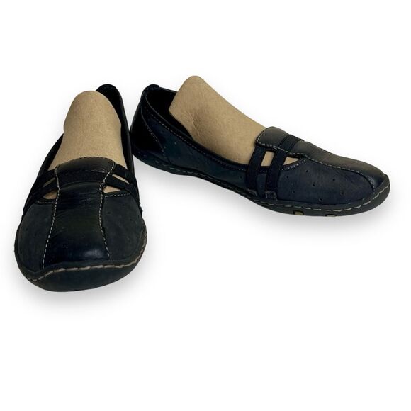 BOC Born Concepts Maiken Black Leather Flat Slip On Loafer Shoes Women Size 8.5 - Picture 1 of 14